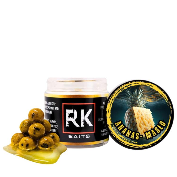 Kulki proteinowe w zalewie tonące haczykowe RK Baits Burn Hookers 12 mm Ananas - Masło.jpg