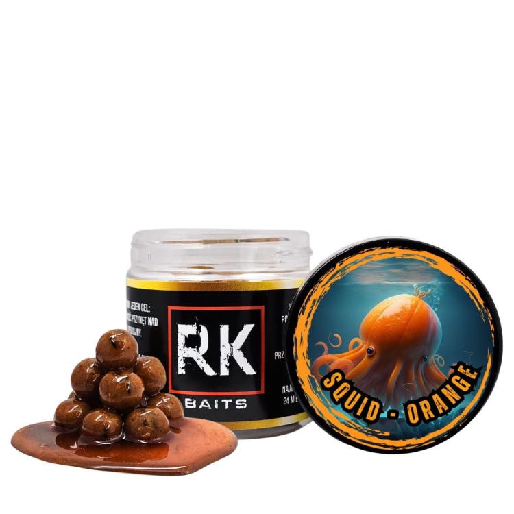Kulki proteinowe w zalewie tonące haczykowe RK Baits Burn Hookers 12 mm Squid - Orange.jpg