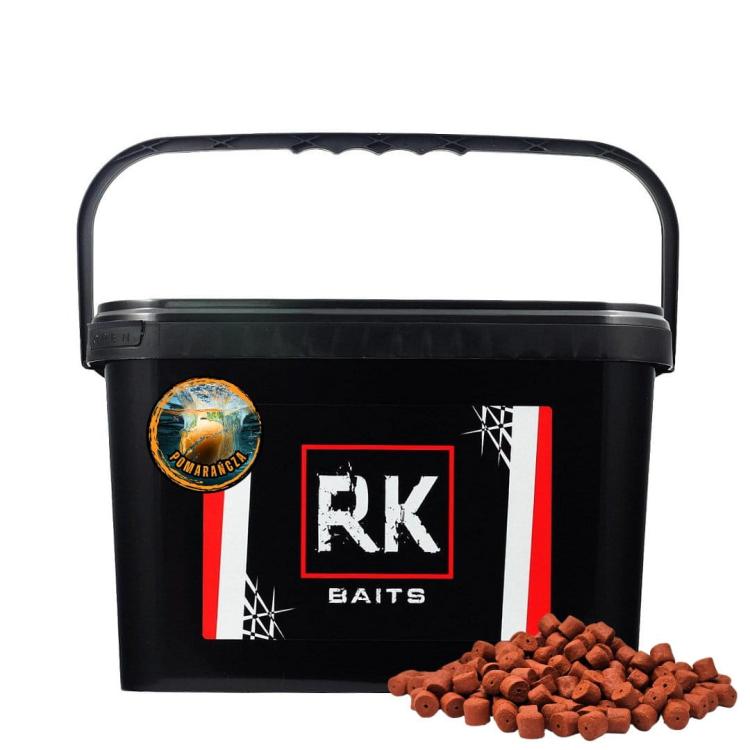 Pellet wędkarski wiaderko 3kg 12mm RK Baits Pomarańcza.jpg