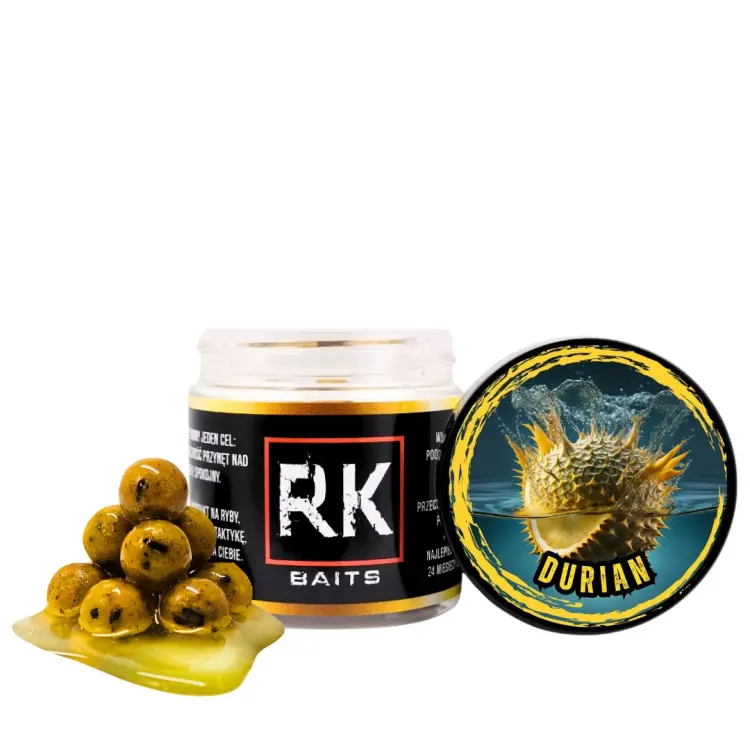Kulki proteinowe w zalewie tonące haczykowe RK Baits Burn Hookers 12 mm Durian.jpg